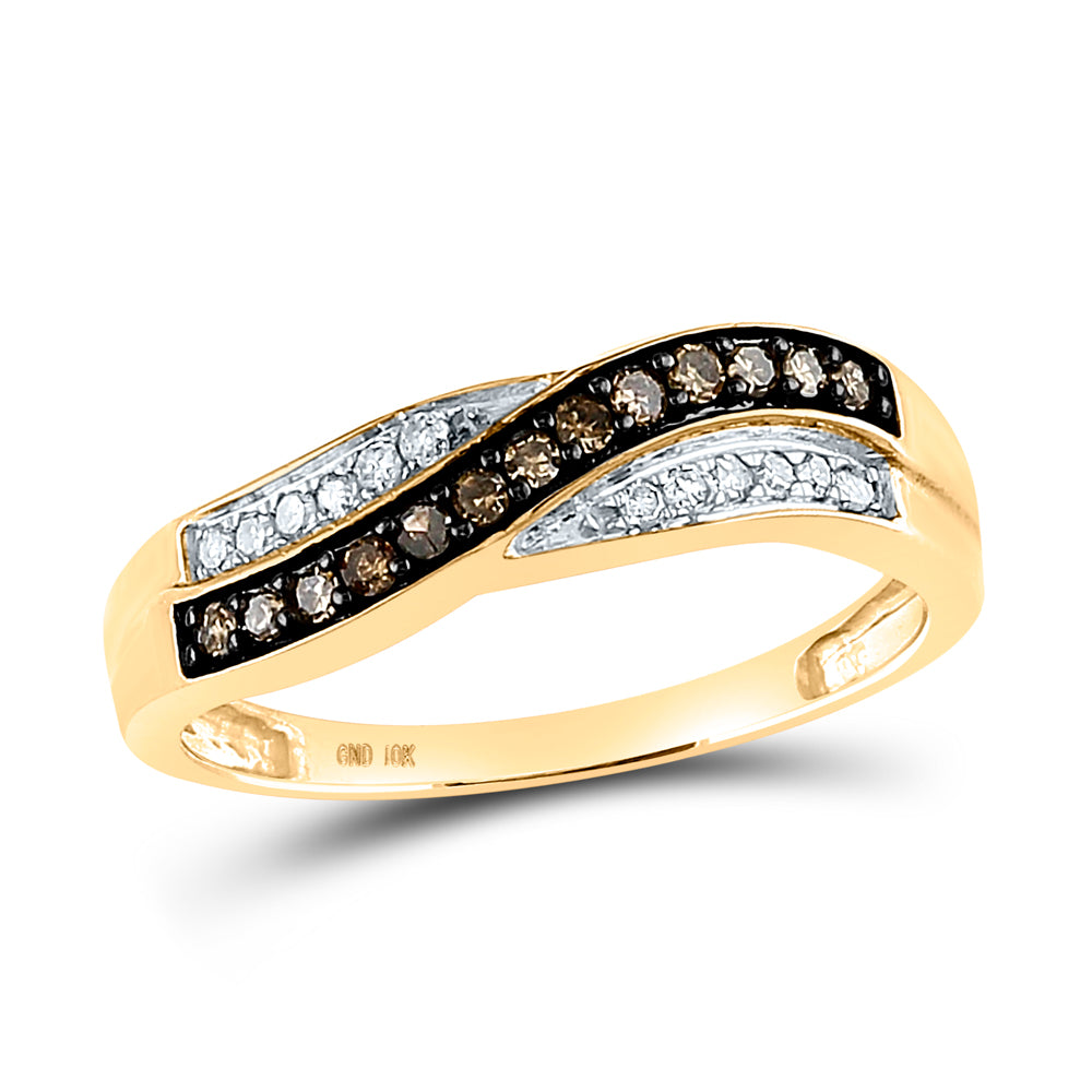 1/4CTW-DIA MICRO-PAVE BROWN RING-S8