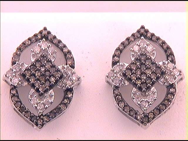 1/2CT-DIA BROWN EARRING