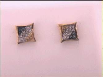 1/10CT-DIA P3 BLUE MICRO-PAVE UNISEX EARRING