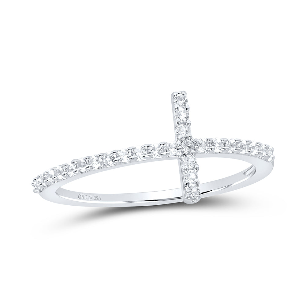 1/4CTW LWS CROSS SYNTHETIC GEMSTONE RING