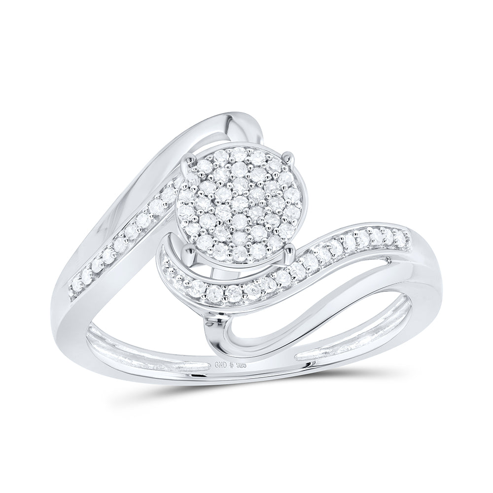 Sterling Silver Womens Round Diamond Cluster Bridal Wedding Engagement Ring 1/5 Cttw