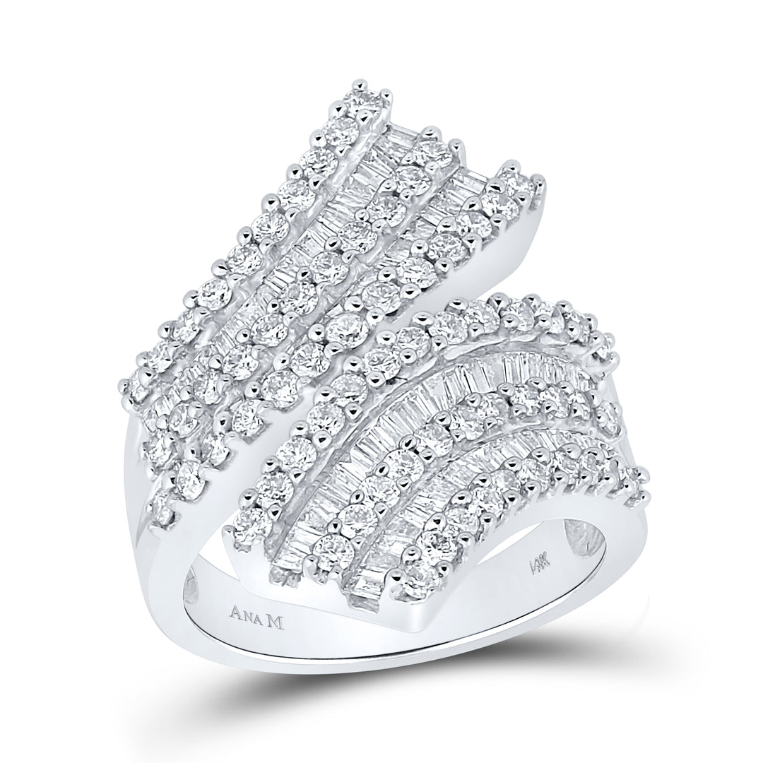 14kt White Gold Womens Round Diamond Cocktail Ring 2.00 Cttw