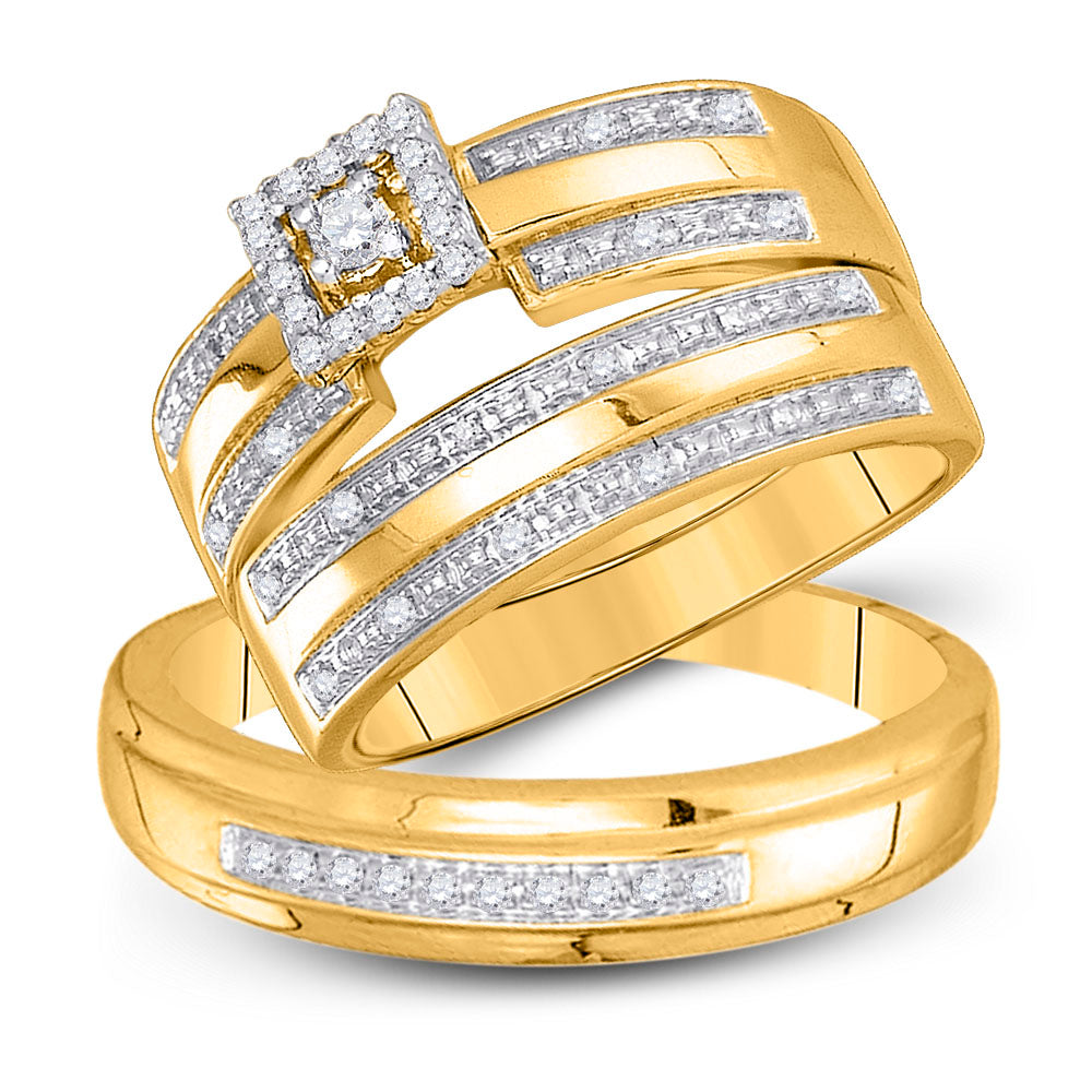 1/4CT-DIA BRIDAL TRIO SET