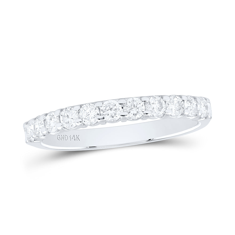 14kt White Gold Womens Round Pave-set Diamond 3.5mm Wedding Band 1/2 Cttw