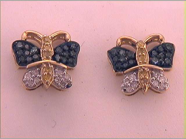 1/3CTW-DIA MULTI COLOR BUTTERFLY EARRINGS