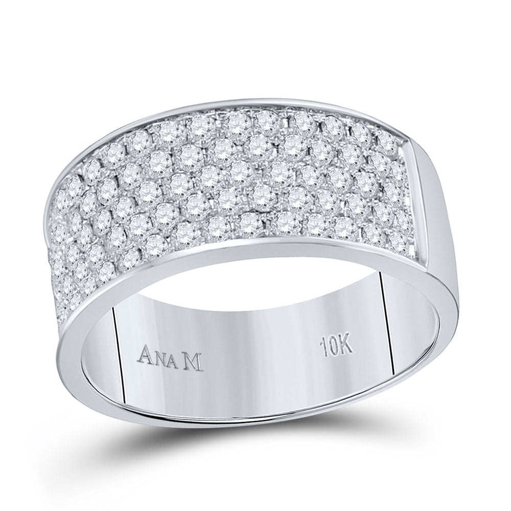 10kt White Gold Womens Round Diamond Wedding Band 1.00 Cttw