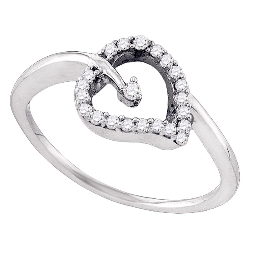 10kt White Gold Womens Round Diamond Negative-Space Fashion Ring 1/6 Cttw