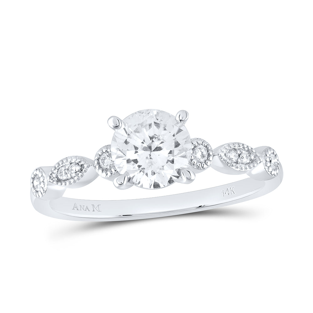14kt White Gold Womens Round Diamond Solitaire Bridal Wedding Engagement Ring 1.00 Cttw (Certified)