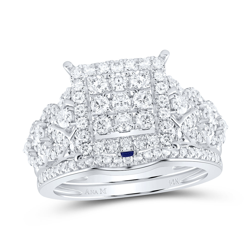 14kt White Gold Womens Round Diamond Vintage-inspired Bridal Wedding Engagement Ring Band Set 1.00 Cttw