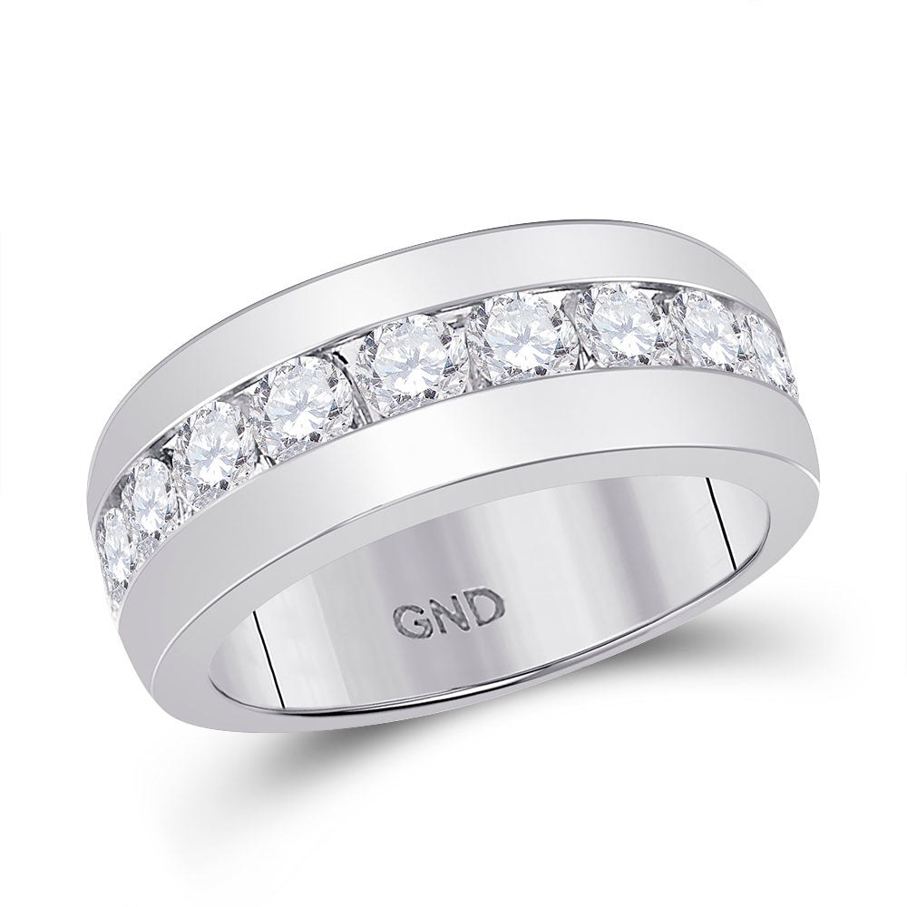 14kt White Gold Mens Round Diamond Single Row Channel-set Band Ring 2.00 Cttw