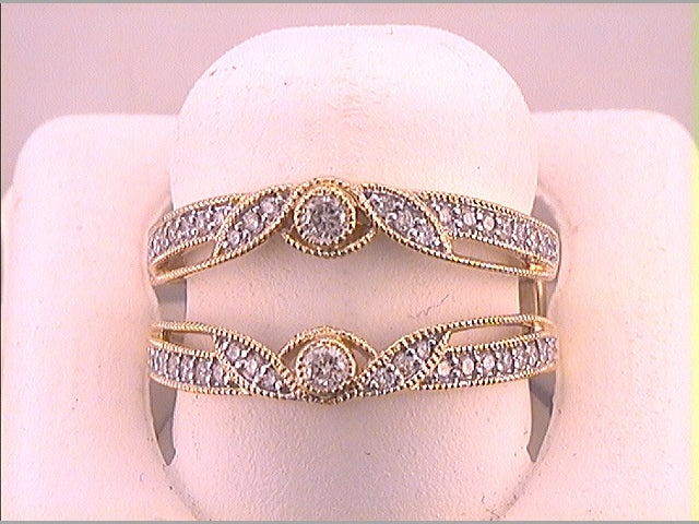 14kt Yellow Gold Womens Round Diamond Wrap Ring Guard Enhancer 1/3 Cttw