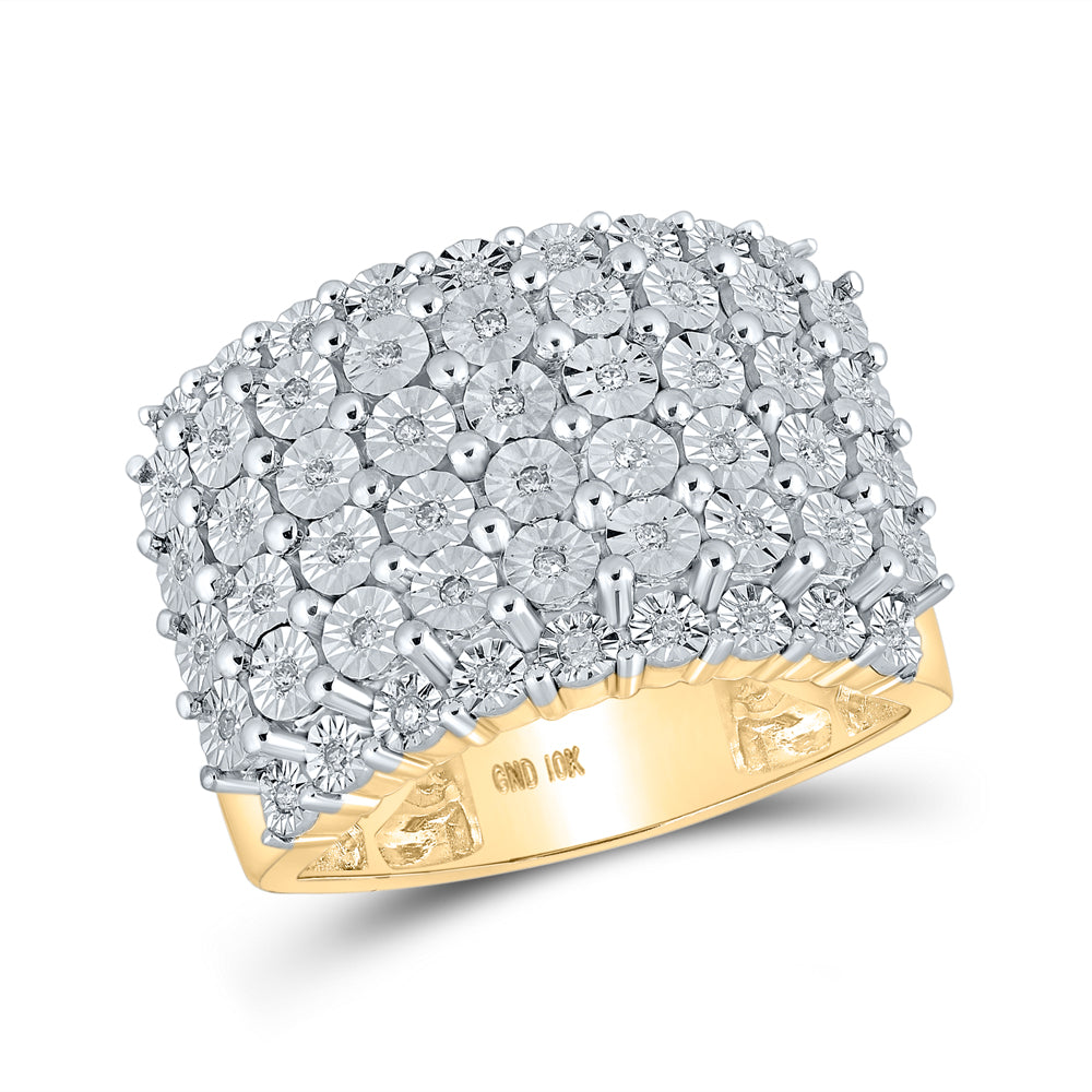 10kt Yellow Gold Mens Round Diamond Fashion Cluster Ring 1/5 Cttw