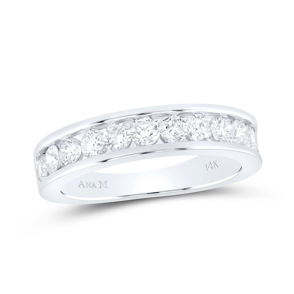 14kt White Gold Womens Round Diamond Wedding Single Row Band 1.00 Cttw