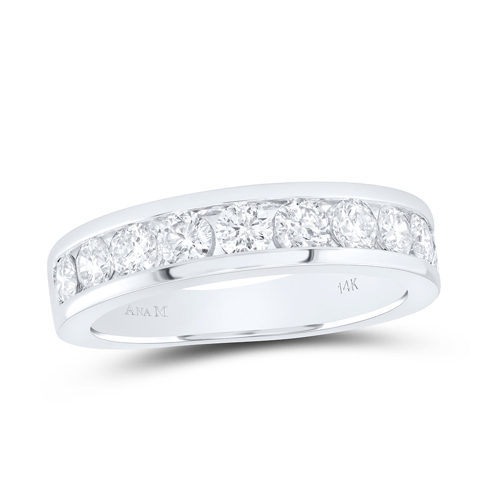 14kt White Gold Womens Round Diamond Wedding Single Row Band 1-3/4 Cttw