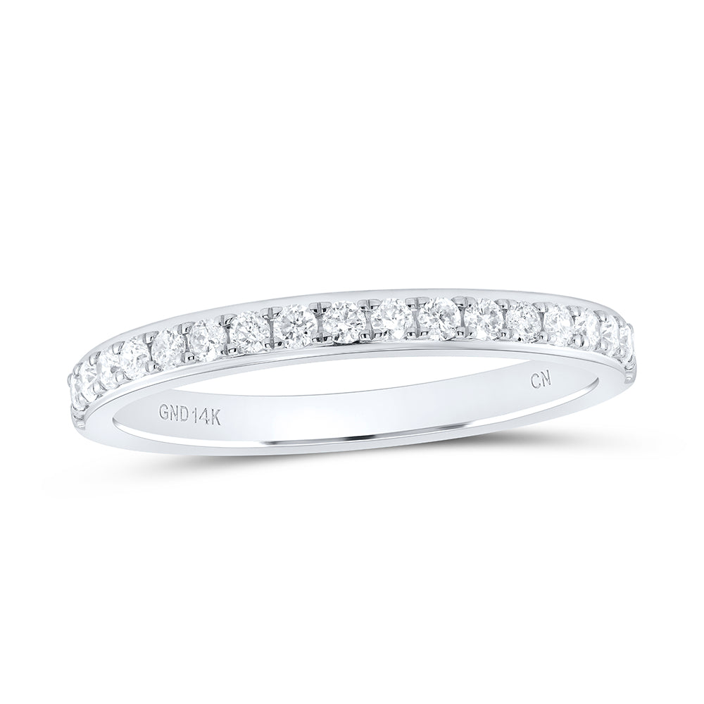14kt White Gold Womens Round Diamond Wedding Single Row Band 1/4 Cttw