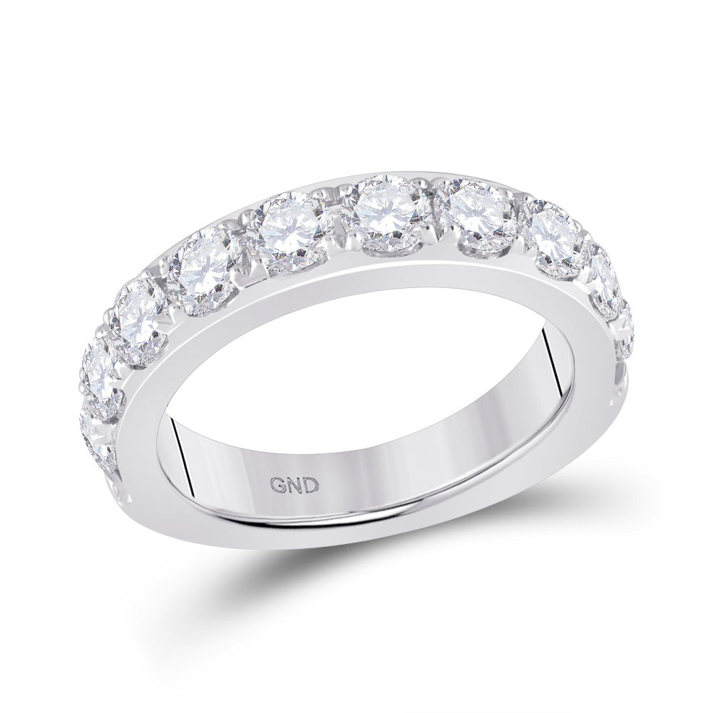 14kt White Gold Womens Round Diamond Wedding Single Row Band 2.00 Cttw