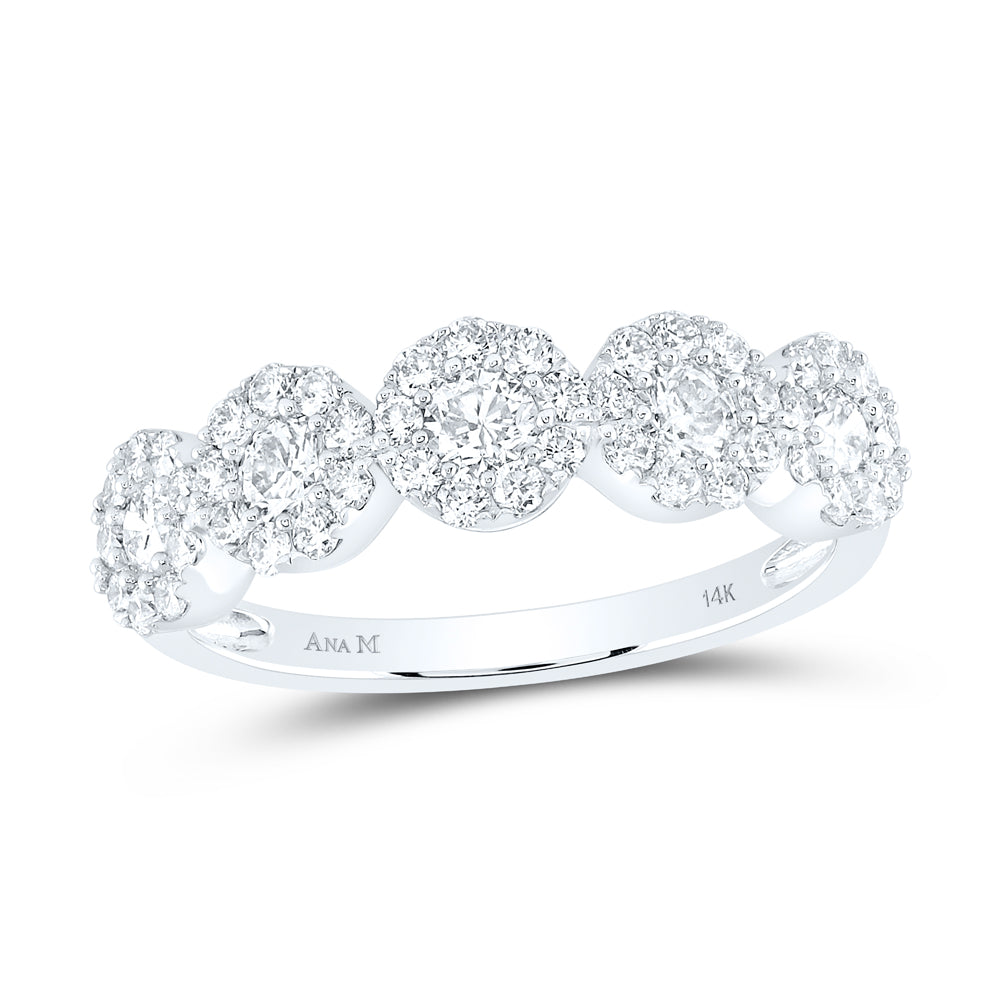 14kt White Gold Womens Round Diamond Band Ring 1.00 Cttw