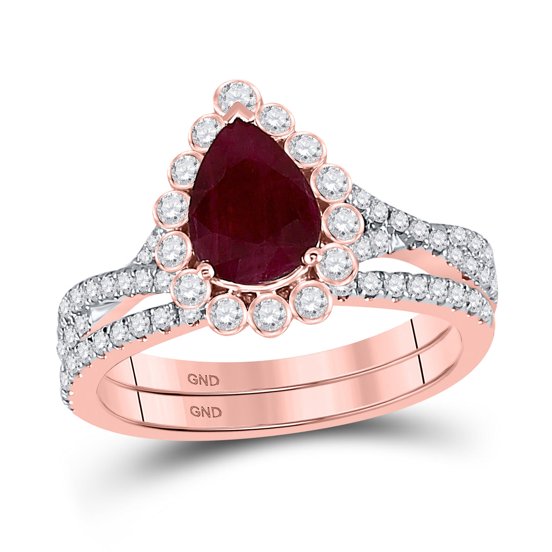 1/2CTW-DIA ANA M 1 3/8CT-RUBY-NAT GEM BRIDAL SET
