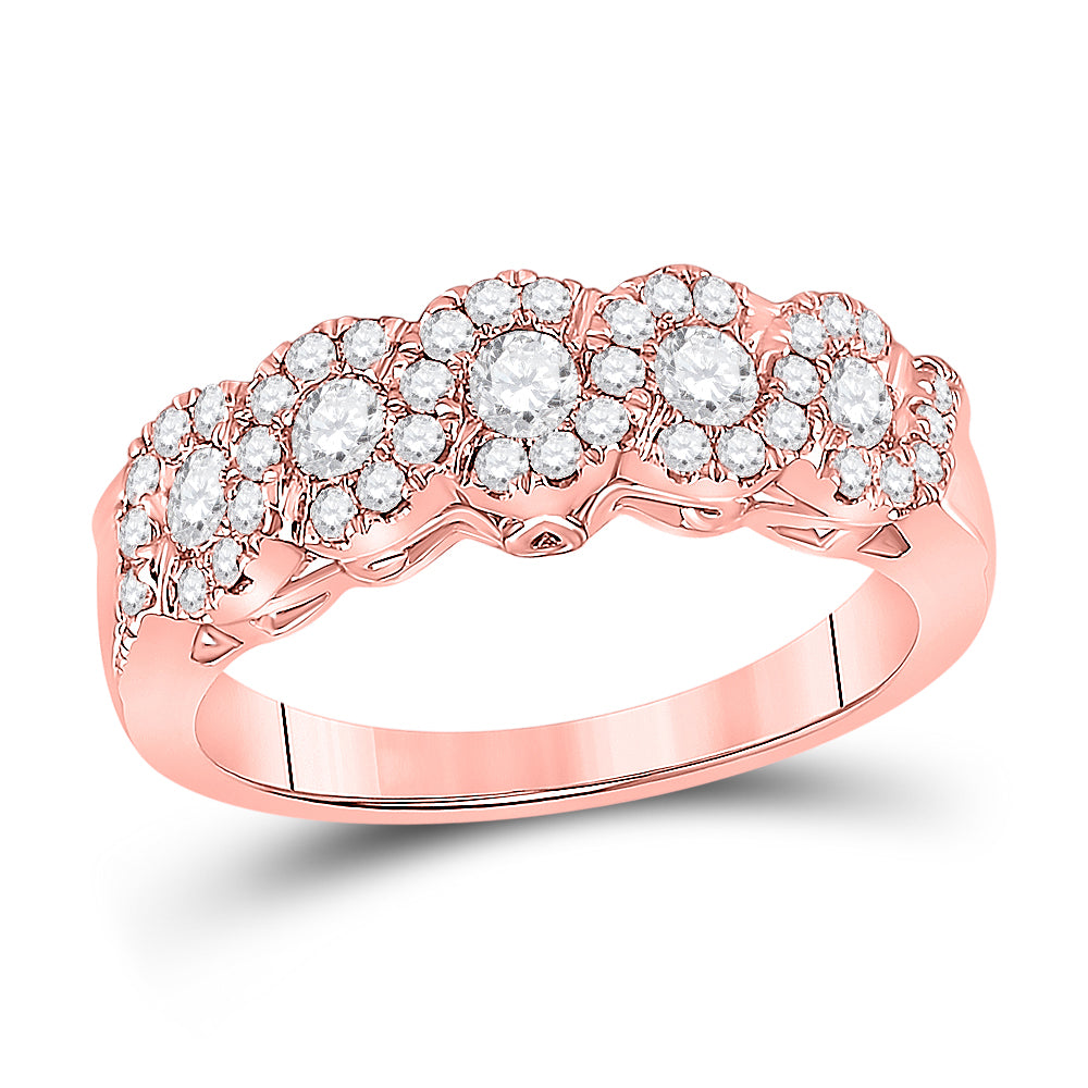 14kt Rose Gold Womens Round Diamond Band Ring 3/4 Cttw