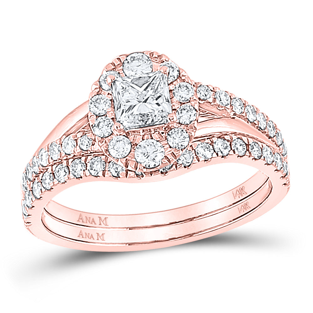1CT-DIA ANA M 1/2CT-CPR BRIDAL SET 1 HALO