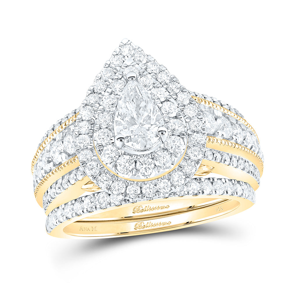 2 CT-DIA ANA M 1/2CT-CPEAR BELLISSIMO BRIDAL SET
