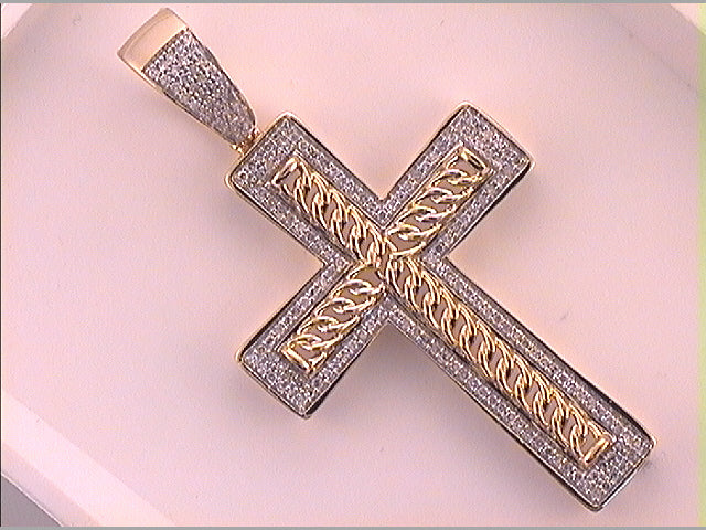 1/2CTW-DIA P1P2 MENS CROSS CHARM