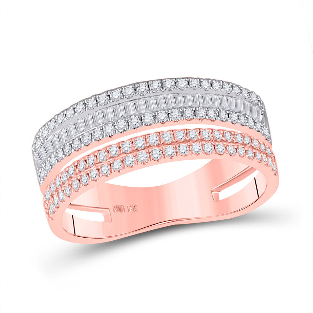 14kt Rose Gold Womens Baguette Diamond Wrap Ring Guard Enhancer 3/4 Cttw