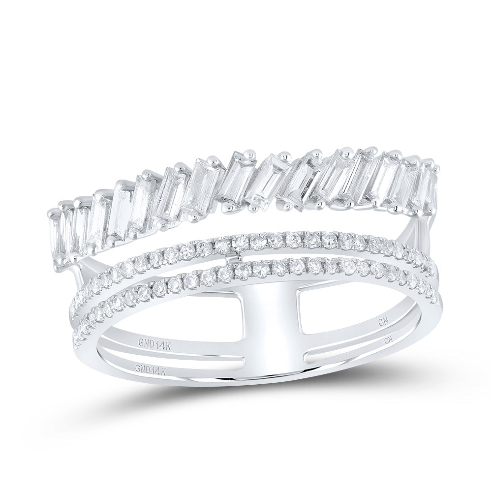 14kt White Gold Womens Round Diamond Modern Fashion Ring 5/8 Cttw