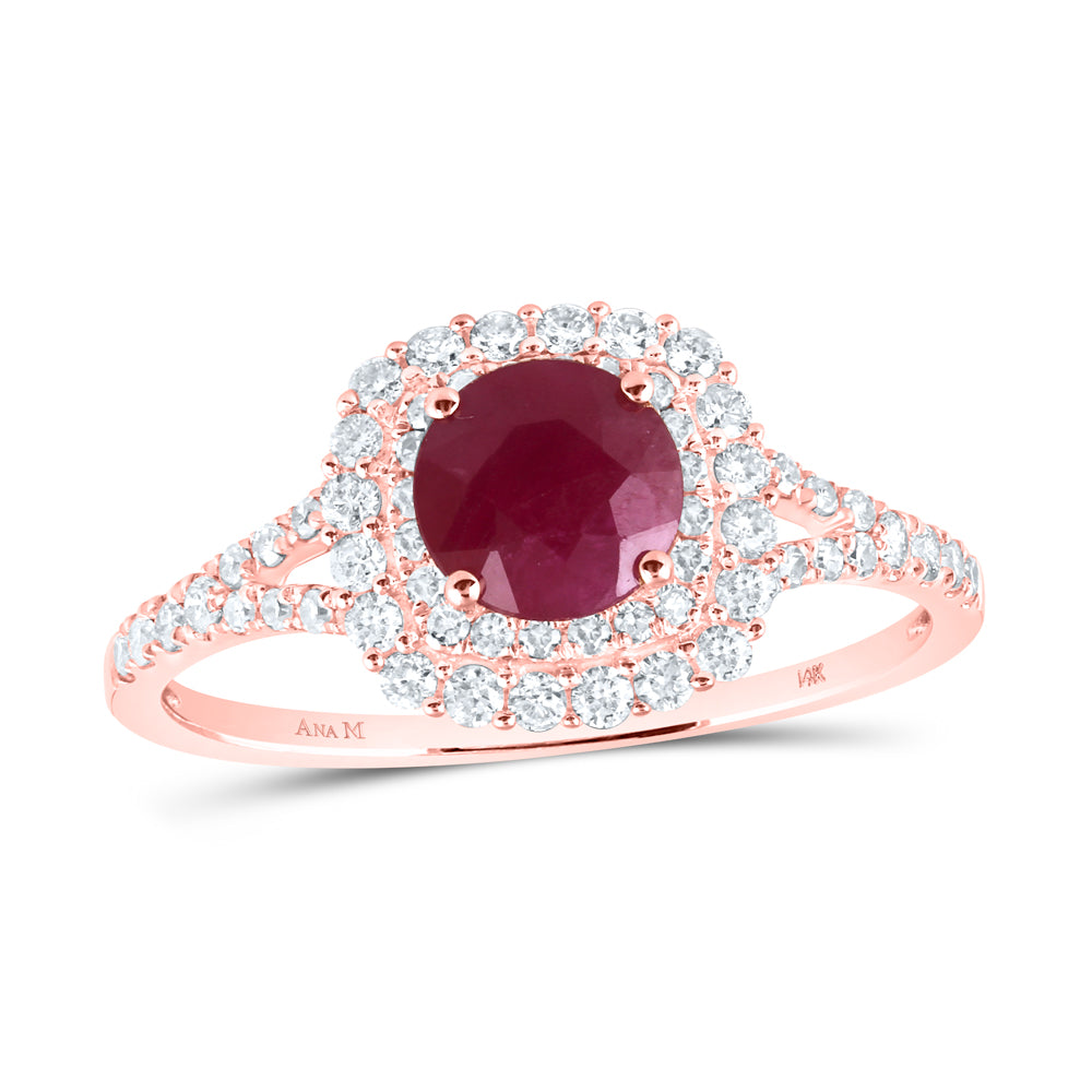 3/8CTW-DIA CN 6.00MM RUBY BRIDAL NATURAL GEM RING