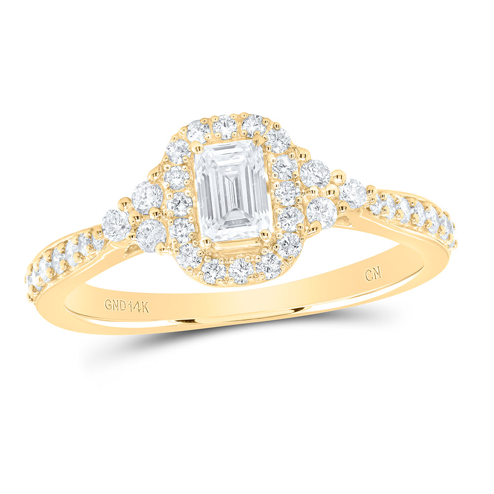 14kt Yellow Gold Womens Emerald Diamond Solitaire Bridal Wedding Engagement Ring 3/4 Cttw