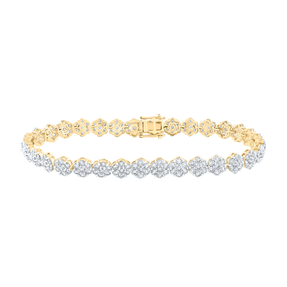 11 1/2CTW-DIA NK FLOWER MENS BRACELET (9 INCH)