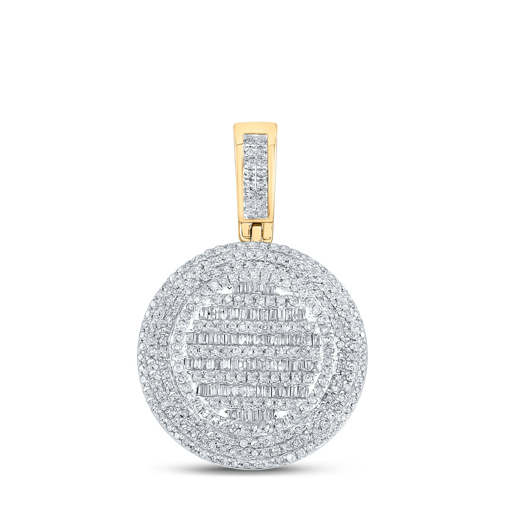 1 1/3CT-DIA P1P2 MICRO-PAVE Ã ROUND MEDALLION Ã MENS CHARM