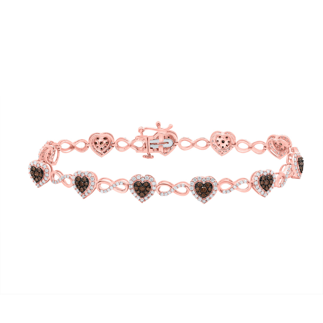 1 7/8CT-DIA CN NATURAL BROWN FASHION HEART BRACELET(7 INCH)