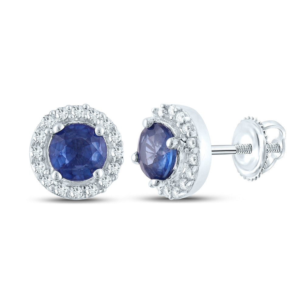 1/10CTW-DIA CN 5/8CT BLUE SAPPHIRE NATURAL GEM ROUND EARRNG