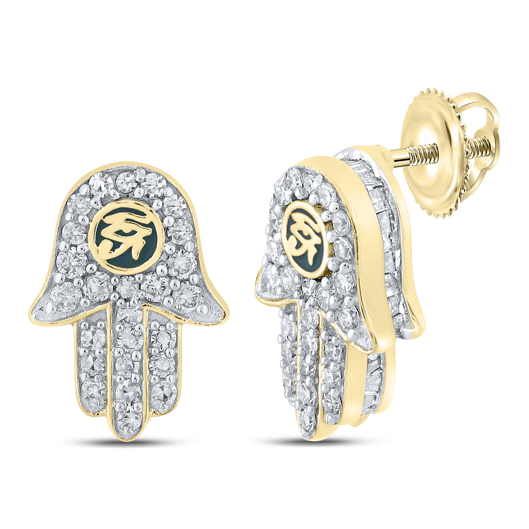 5/8CT-DIA NK HAMSA EARRING