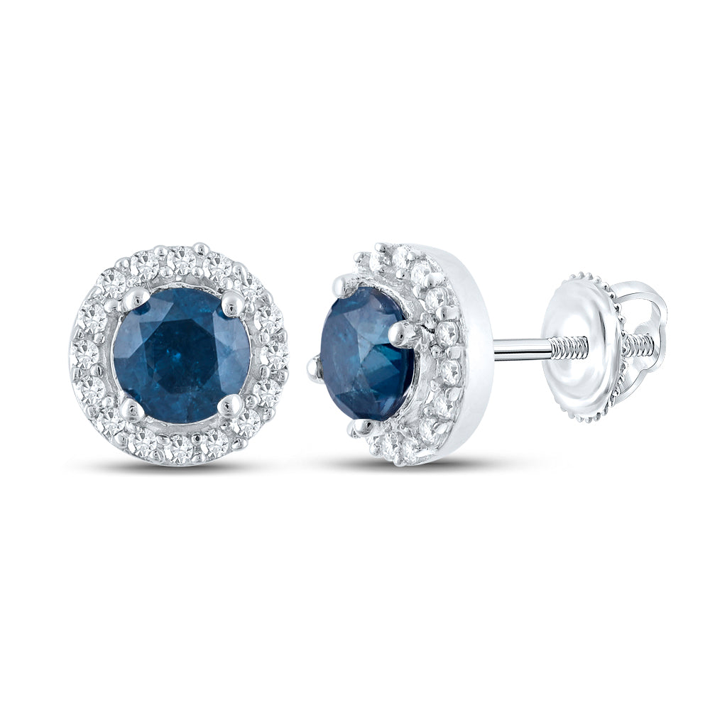 3/4CT-DIA CN BLUE DIAMOND ROUND EARRING