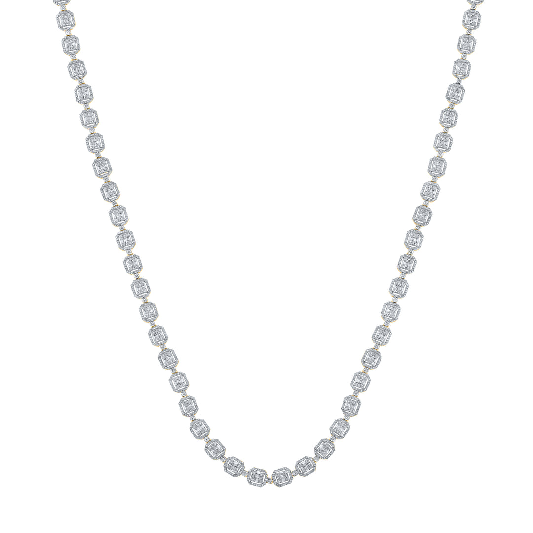 12 1/2CTW-DIA NK (8.40MM) SQUARE BAGUETTE MENS CHAIN -24 INCH