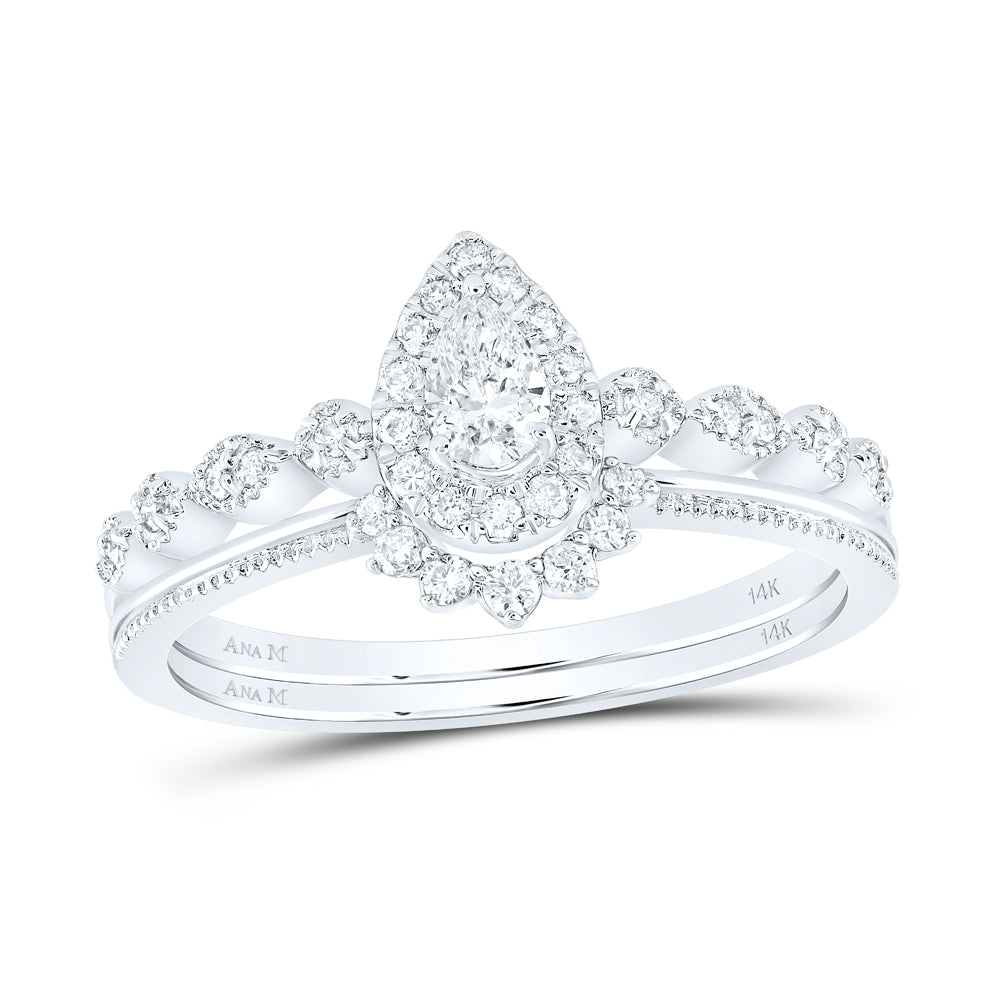 3/8CTW-DIA ANA M 1/5CT-CPEAR BRIDAL SET