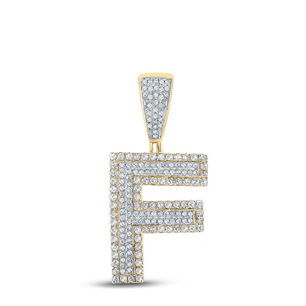 3/4CTW-DIA CN INITIAL "F" MENS CHARM