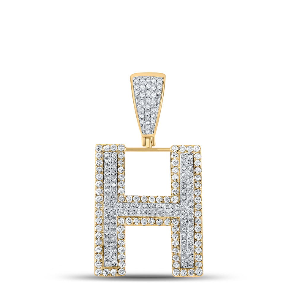 7/8CTW-DIA CN INITIAL "H" MENS CHARM