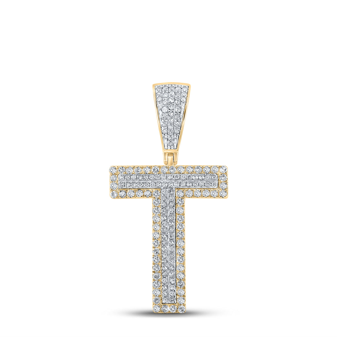 5/8CTW-DIA CN INITIAL "T" MENS CHARM