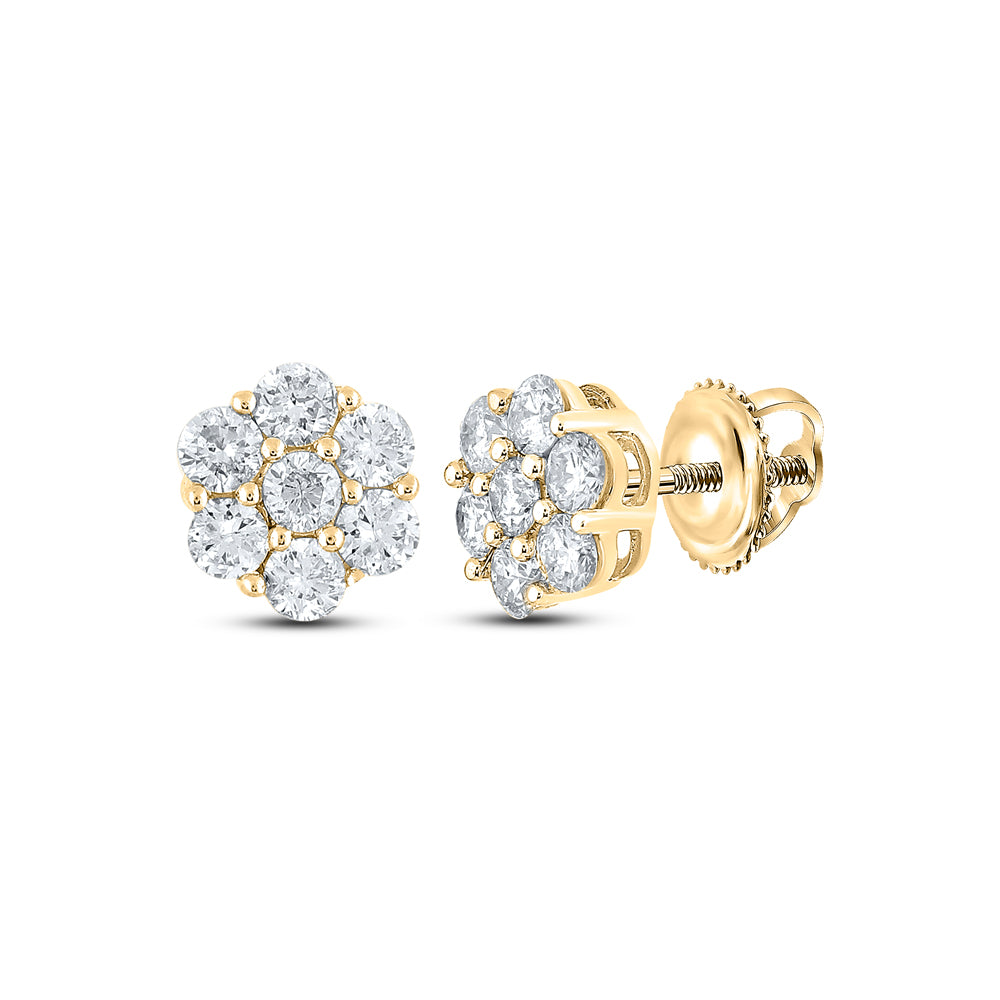 1CTW-DIA NK 7 STONE FLOWER EARRING