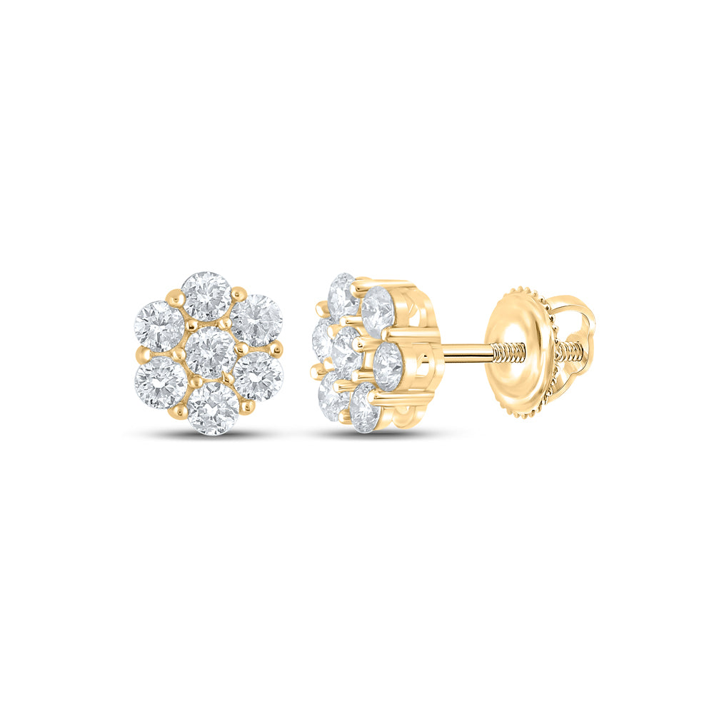 5/8CTW-DIA NK 7 STONE FLOWER EARRING