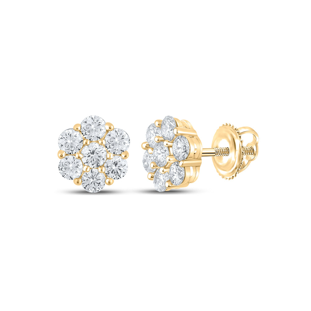 1 1/2CTW-DIA NK 7 STONE FLOWER EARRING