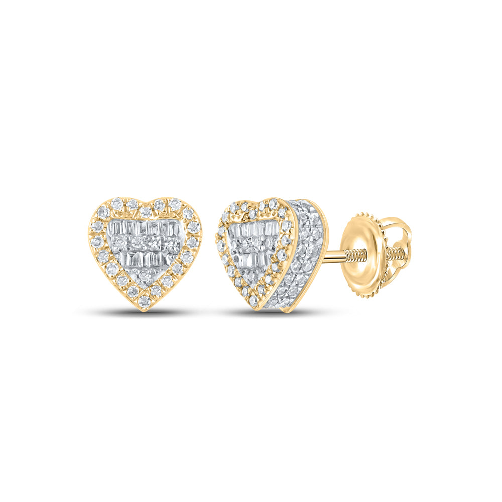 3/8CTW-DIA CN BAGUETTE HEART EARRING