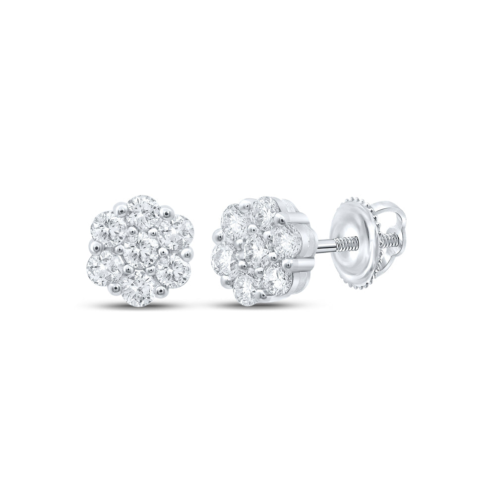 1 3/4CTW-DIA NK FLOWER EARRING