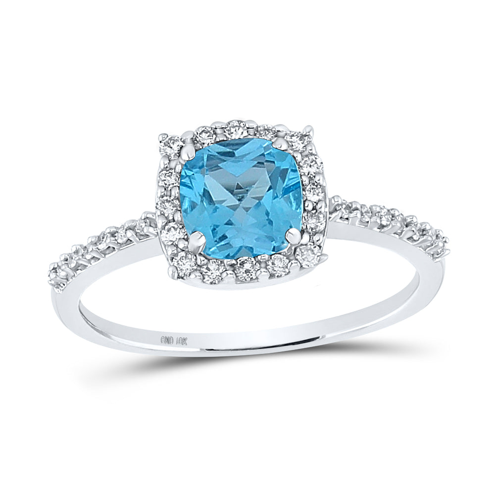 1/5CTW-DIA 1 CT-BT SYNTHETIC GEMSTONE RING