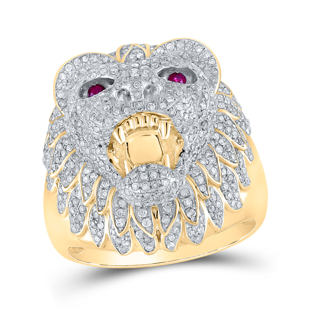 1 3/8CTW-DIA P1P2 LION FACE MENS RING