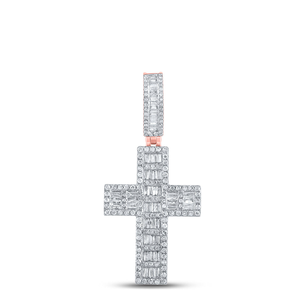 1 5/8CTW-DIA P1P2 CROSS MENS CHARM