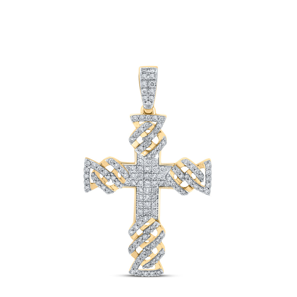 1 3/8CTW-DIA CN CROSS MENS CHARM